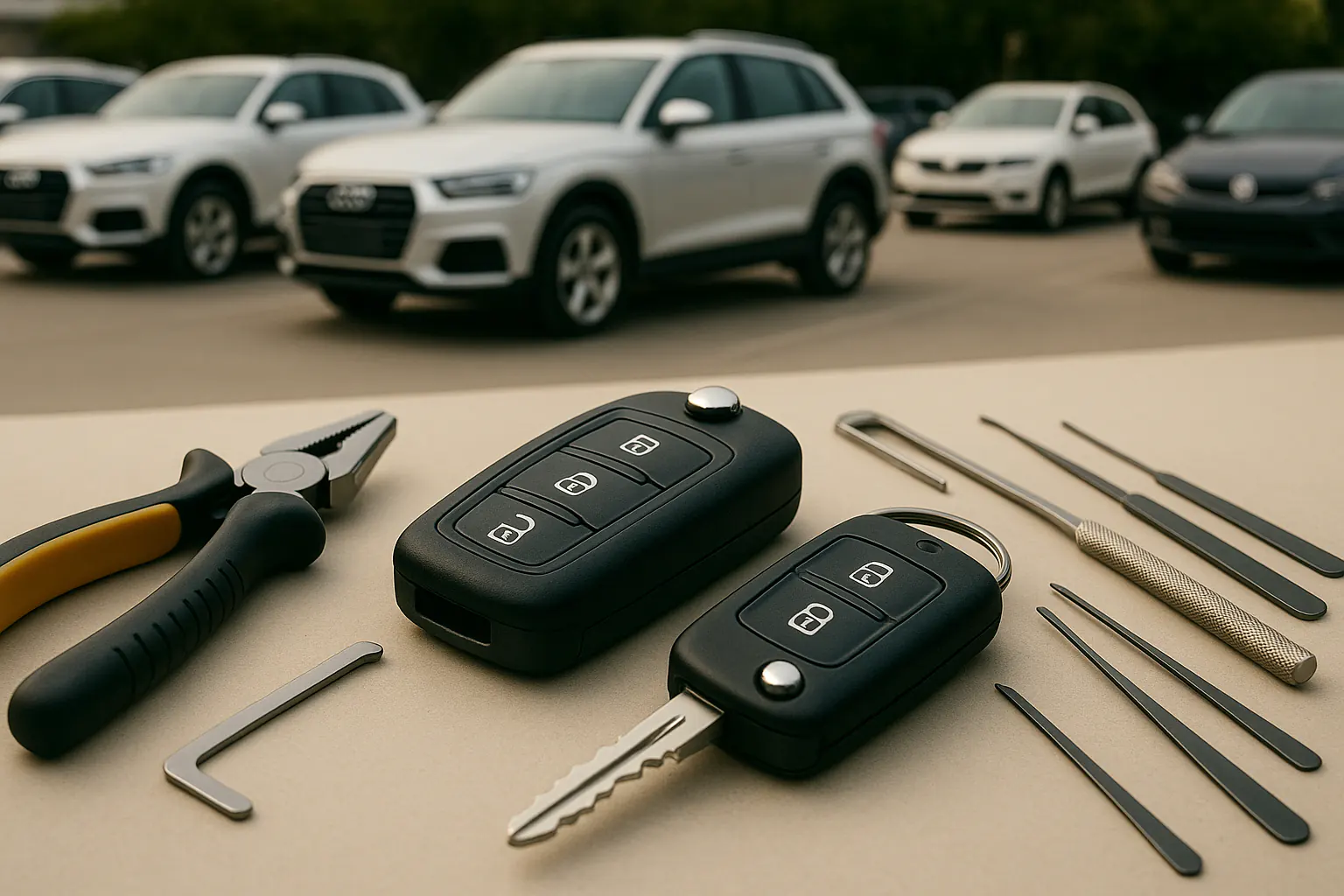 Automotive locksmith working on a vehicle in Charlotte, NC